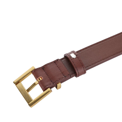 New Luxury Double Genuine Leather Belt for Women Jeans Casual Dress Square Alloy Buckle Ladies Trendy Belts Fashion Waistband