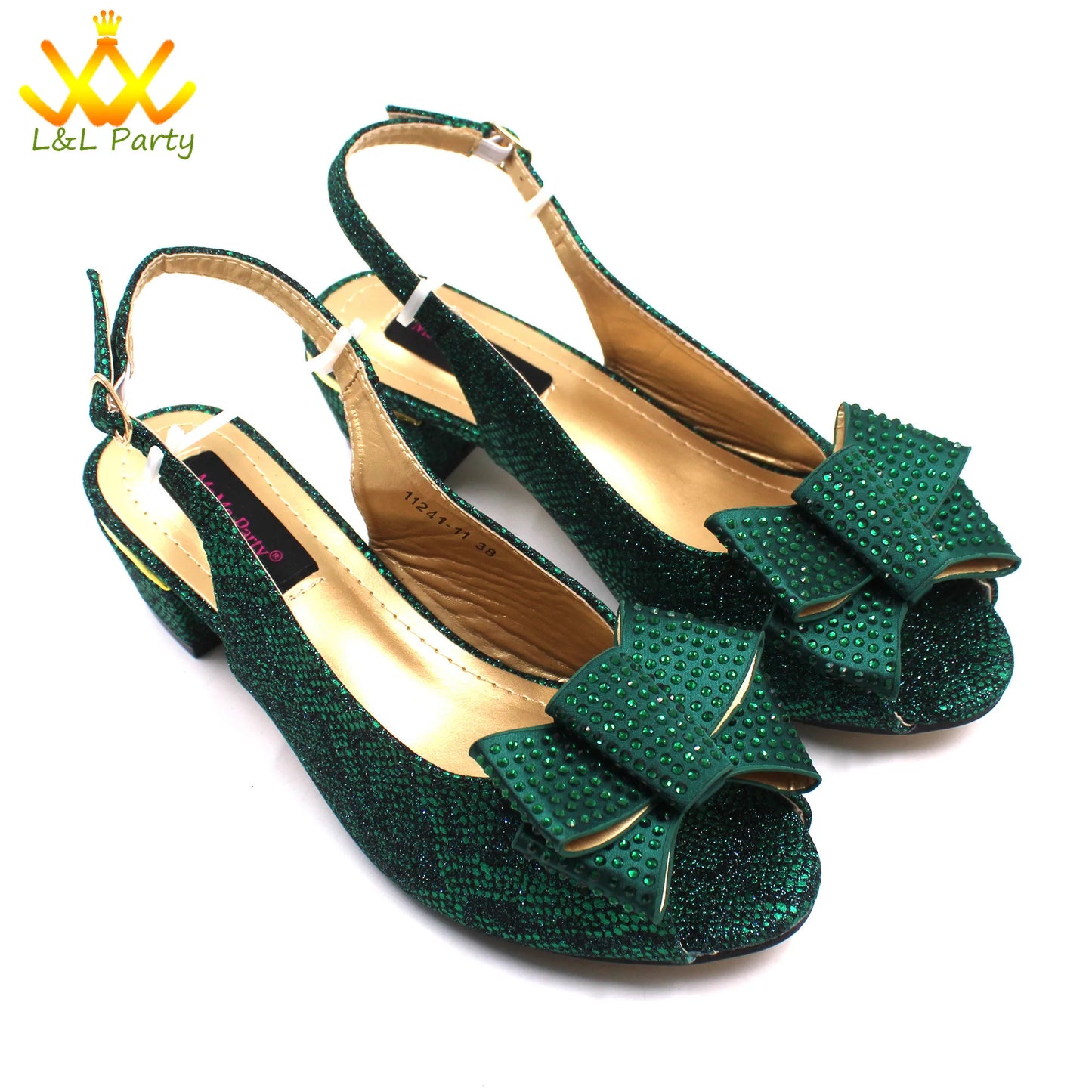 Italian Women Shoes Matching Bag Set in Sky Blue Color Comfortable Heels with Appliques for Wedding