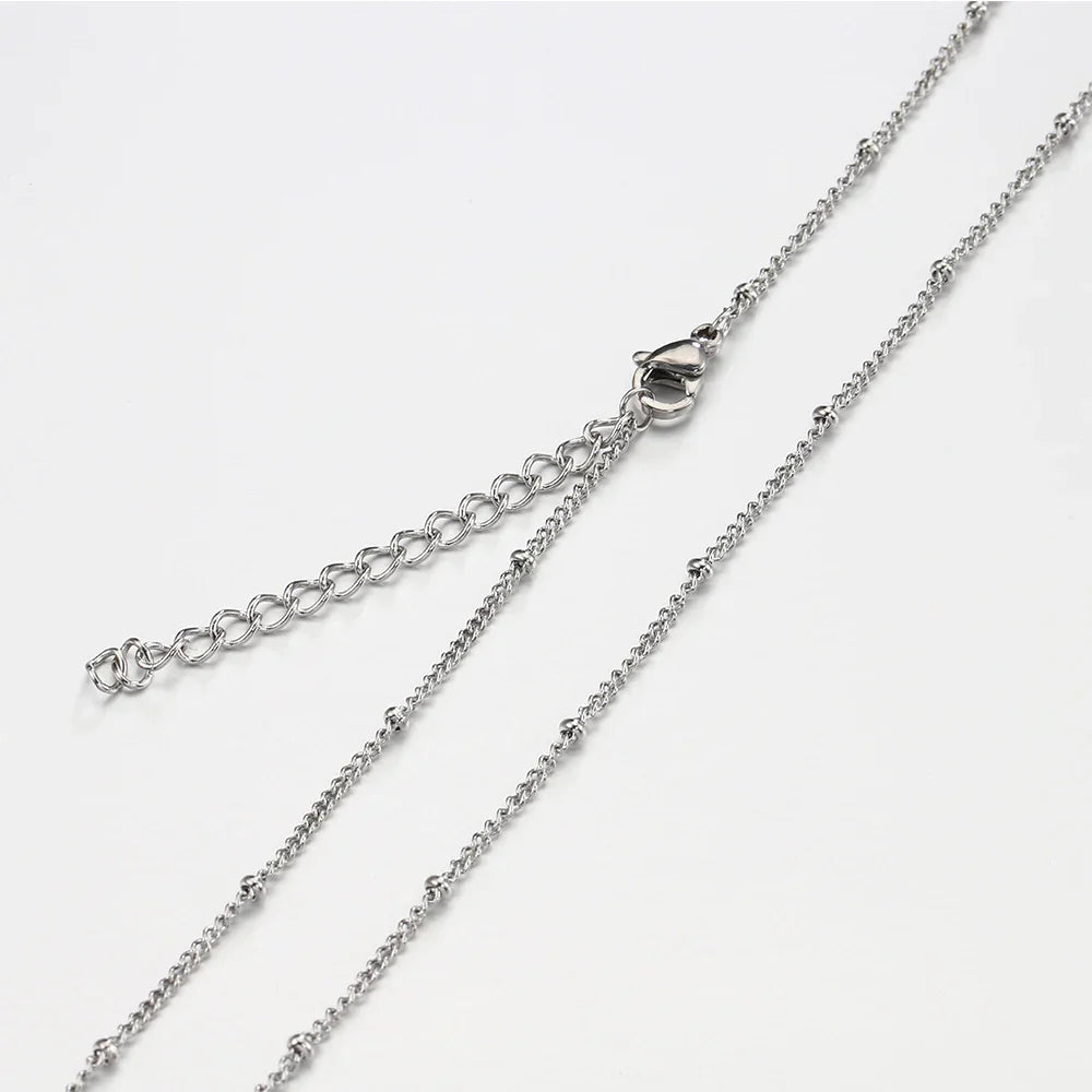 10pcs 5pcs Stainless Steel Bead Chain Necklace Chains for DIY Jewelry Making Findings 45cm+5cm Chain with Lobster Clasps No Fade