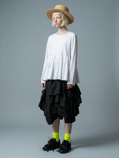 2026 Spring Forest High Waist Irregular Ruffle Edge Medium Long Dress Black Half Skirt Female 265401