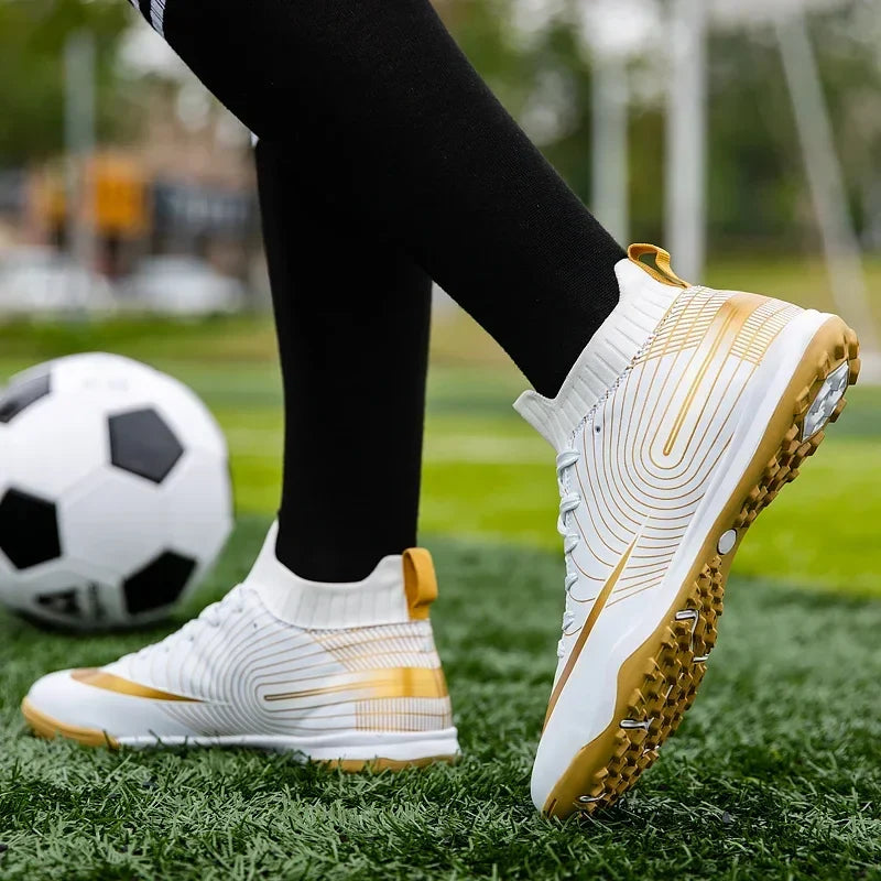 Men Soccer Shoes Ankle Outdoor Long Spikes Football Boots TF Professional Grass Cleats Unisex Football Shoes Chuteira Society