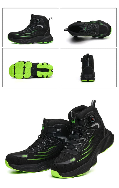 Men's Safety Shoes High Top Work Safety Shoes Steel Toe Sneakers Rotation Button Anti-smash Antipuncture Steel  Safety Boots