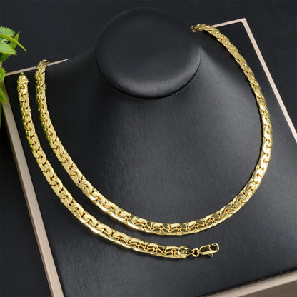 Sunny Luxury Copper Alloy Necklace Bracelet Women's Set Flat Cuban Chain Punk Style Suitable Party Jewelry Gifts