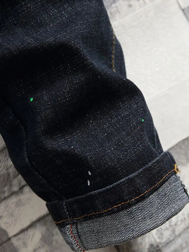 Men's Slim Fit Jeans Elastic Casual High Street Style Ripped Patchwork Pants Fashionable Tight Menswear Spring New Arrival