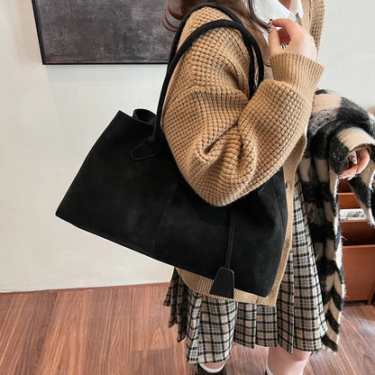 Faux Suede Solid Color High Quality Fashionable Versatile Handbag 2025 Women's Product Hot Selling  Large Capacity Shoulder Bag