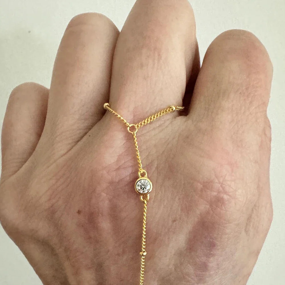 Moissanite Hand Chain Bracelet for Women 3mm Round Bubble Bezel Set Diamond Bracelets 100% S925 Silver Wrist Chain Fine Jewelry