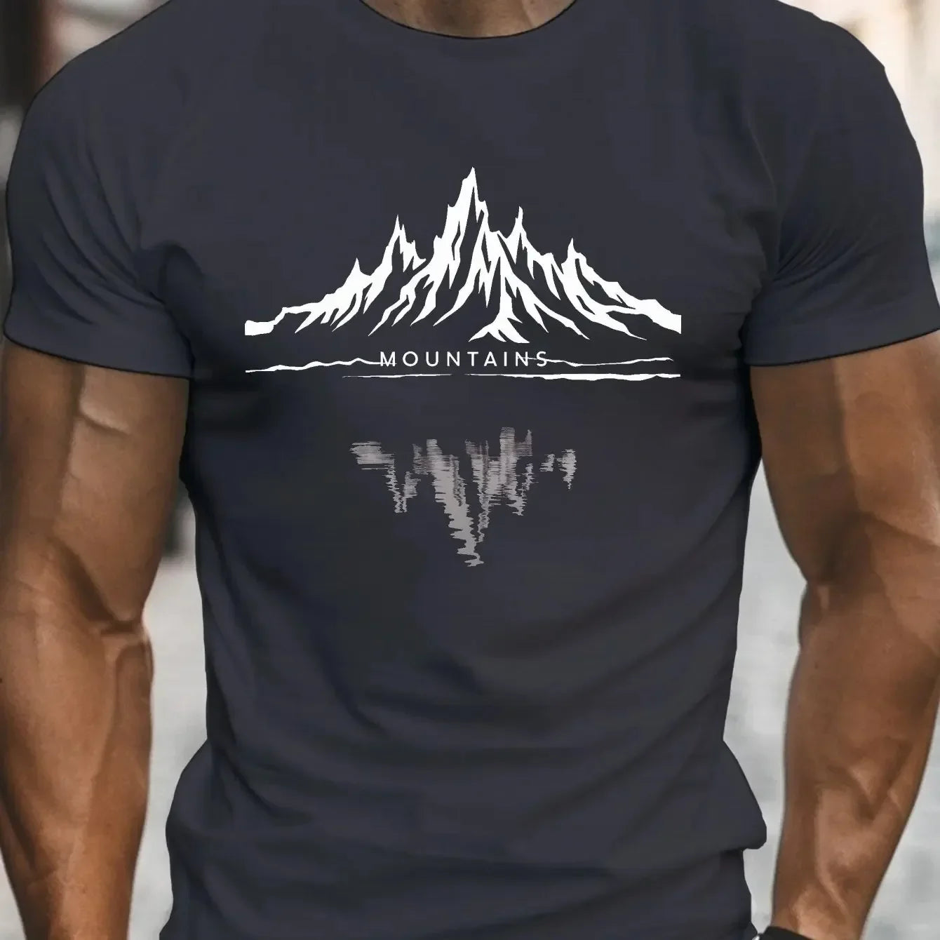 Summer New Men's Casual Short Sleeve 3D Mountain Graphic T Shirt for Men Outdoor Breathable Sports T-shirt Street Man Clothes