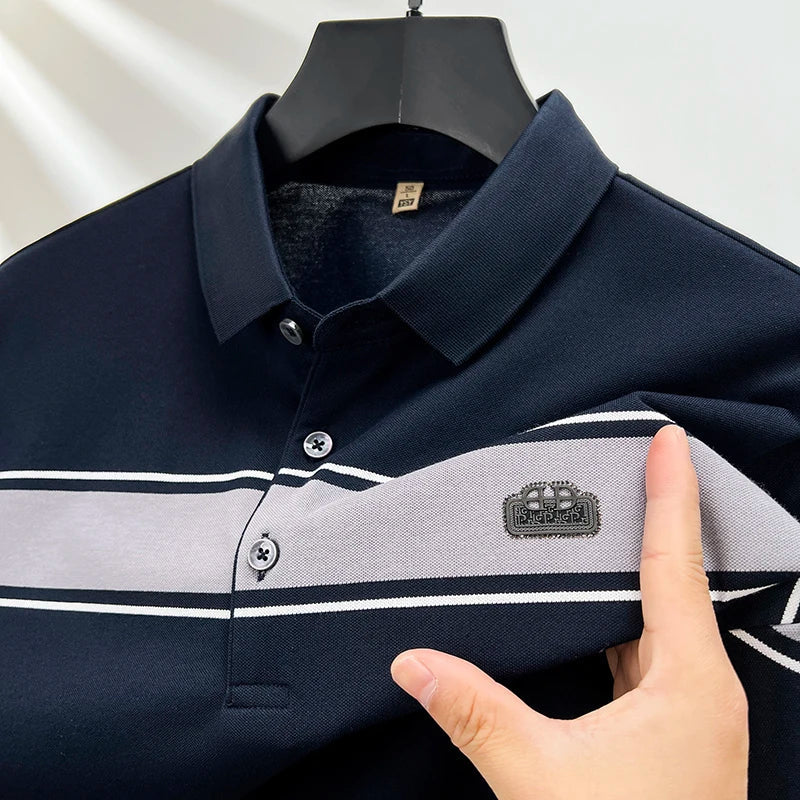 Summer best-selling high-end brand exquisite embroidery men's short sleeve POLO shirts breathable cotton casual business T-shirt
