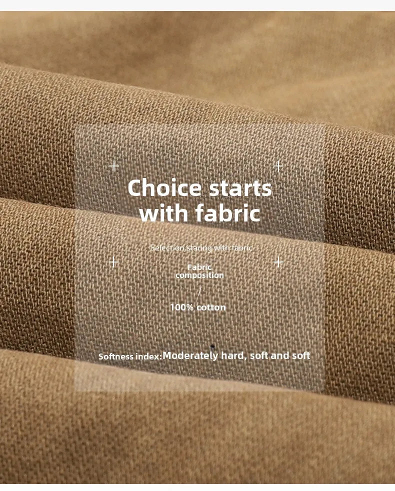 Four-season Pure Cotton Casual Pants Men's Work Pants Multi-pocket Straight Trousers