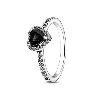 Hot selling 925 sterling silver ring, exquisite luxury, adjustable charm, square circular heart-shaped ring women's jewelry gift