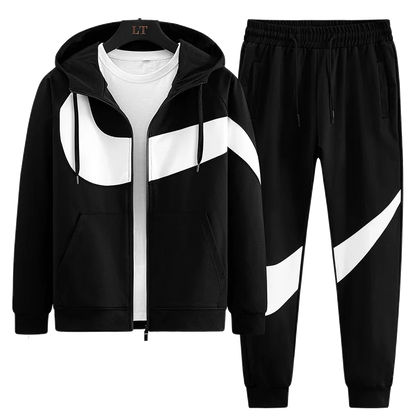 Spring and Autumn Men's Casual Cardigan Hoodie Fashion Sports Set Men's Running Sportswear Two Piece Set