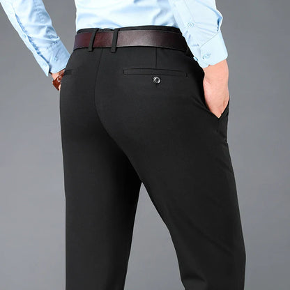 Men's Business Casual Pants Spring Summer Elastic Trousers Office Suit Pant Quick Dry Formal Stretch Pant Breathable Comfortable