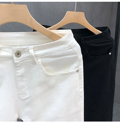 2023 Spring and Autumn New Classic Fashion Solid Color Elastic Casual Jeans Men's Comfortable High-Quality Small Foot Pants 36