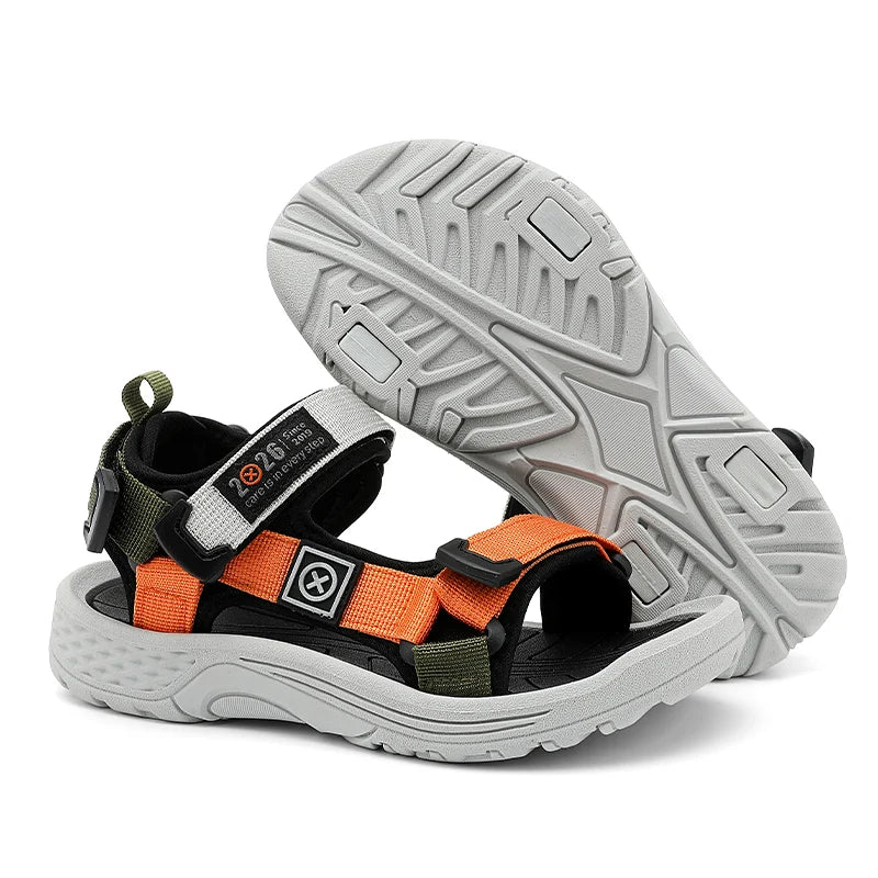 New Summer Kids Sport Sandals, Children Casual Breathable Barefoot Shoes, Non-Slip Lightweight Water Beach Sandals for Boys