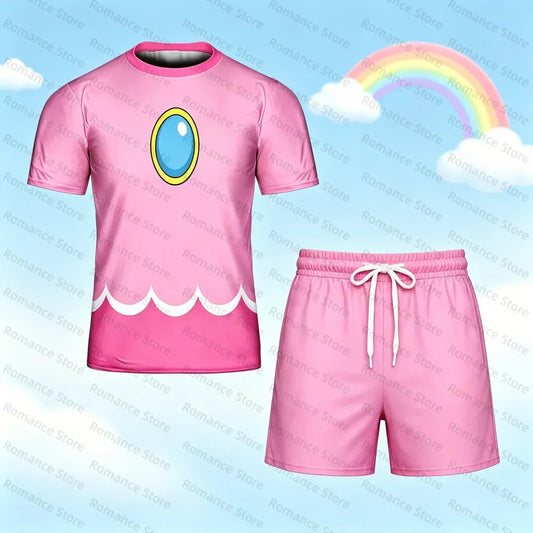 Super Waluigi Cosplay Tracksuit 3D Print T Shirt Shorts Suit For Kids Adults Anime Game Costume Summer Women Set Men's Suit