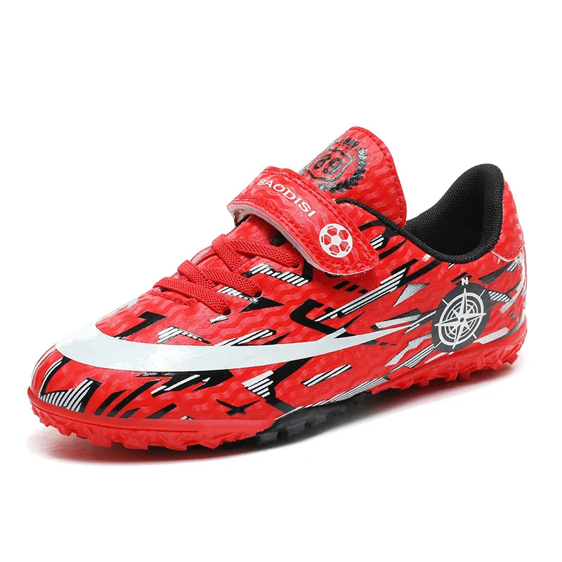 Hot Child Football Boots Outdoor Trainers Soccer Shoes For Kids Boys Hook Loop Football Sneakers Cleats Futsal Shoes Children