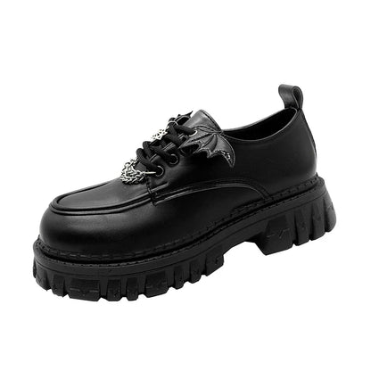 Punk Wind Fashion Single Shoes Autumn New Devil Bat Wings Gothic Women's Shoes Thick Bottom Waterproof Platform Metal Chain