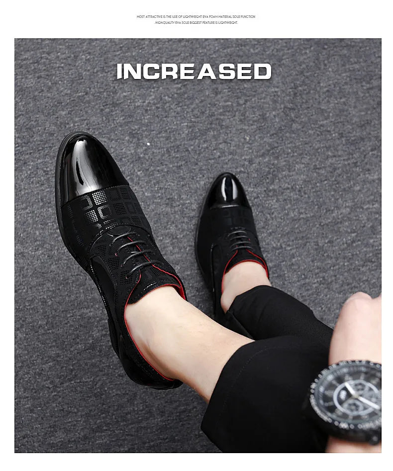 Men's High-heeled Leather Shoes Fashion Red Wedding Dresses Shoes For Men Luxury Formal Shoes Man zapatos de vestir