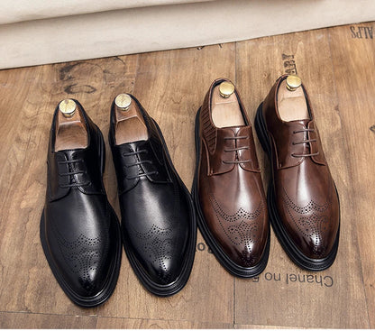 High Quality Mens Shoes 2026 New British Style High-End Leather Shoes Formal Business Wedding Groom Derby Shoes Hot Selling Shoe
