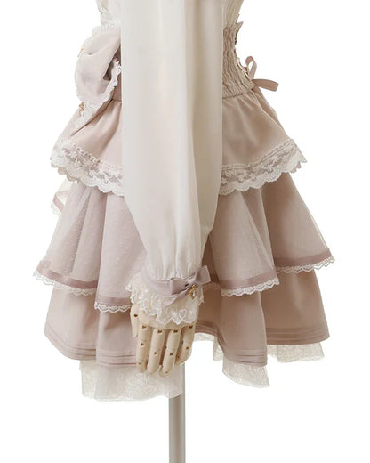 Mine Style Mass-Produced Japanese Casual Laminated Ruffles Lace  Skirts 2023 Autumn Winter High Waist Corset A- Line Mini Skirt