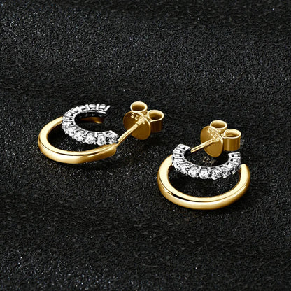 Moissanite Huggie Earrings for Women D Color 1.5mm Lab Grow Diamond s925 Sterling Silver 18K Gold Plated Daily Earring