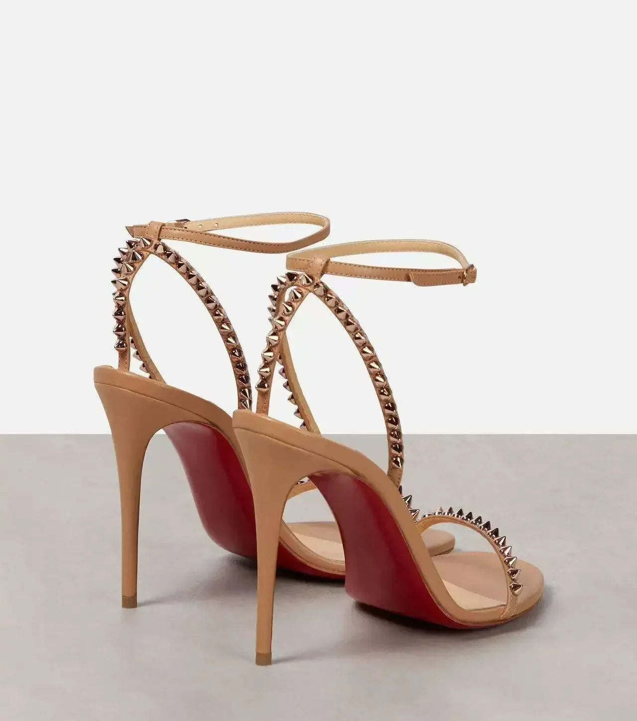 French white rivet strap versatile sexy temperament red sole super high heels open toe sandals fashion sandals round toe