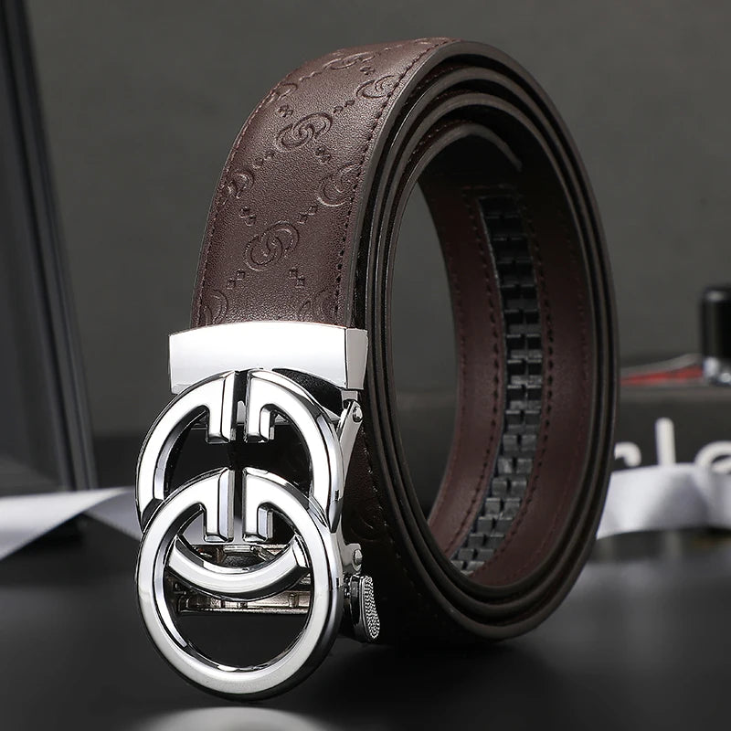 2025 New business Male Famous Style Metal Automatic Buckle Luxury Brand Women Belt Genuine Leather Belts for Men Strap jeans
