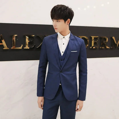 Western-Style Men's Suits Cross-Border Wholesale New Arrival Slimming Three-Piece Set Korean Version Business Professional Gown
