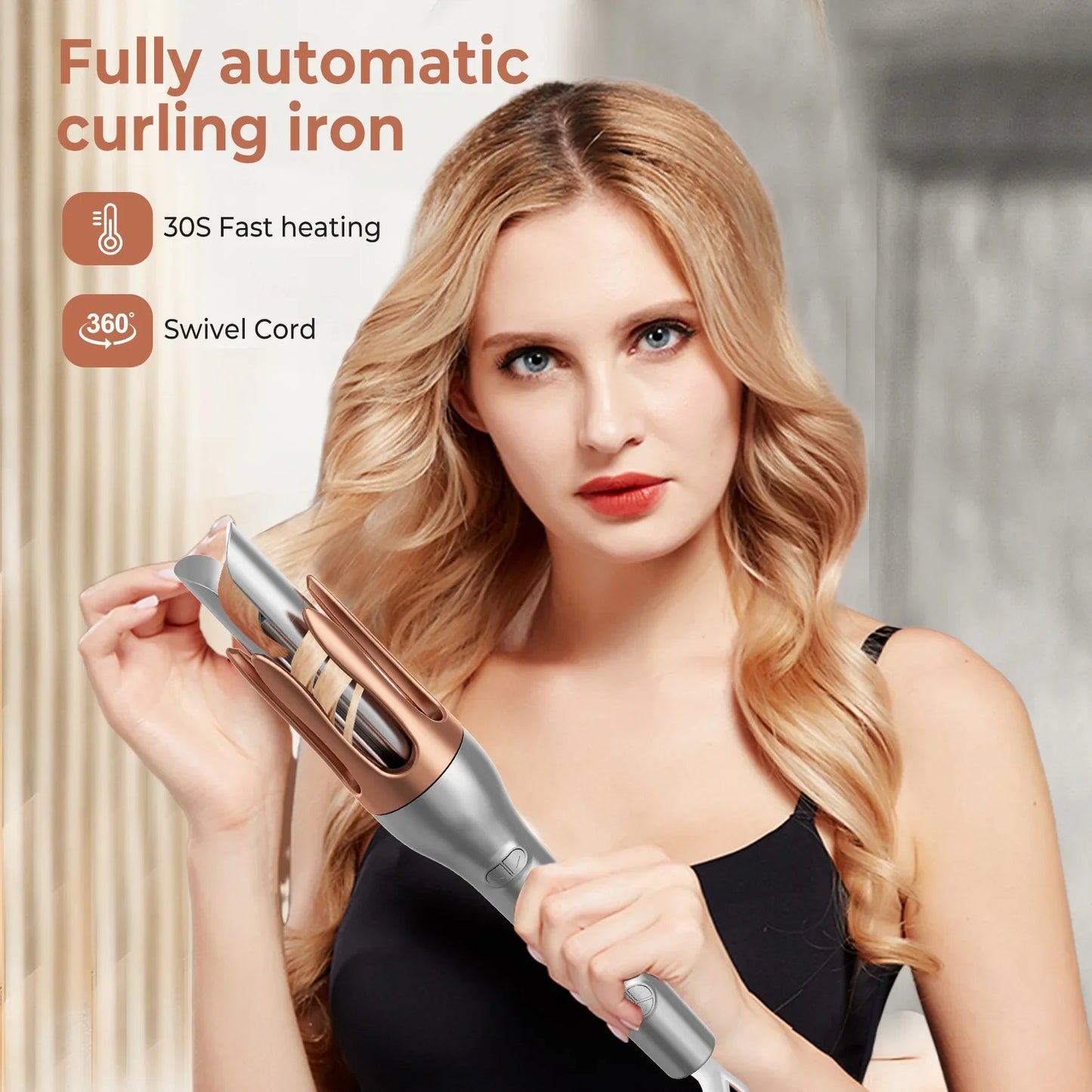 3 grades LCD display 32mm Silver Automatic Curling Iron Large Curling Female Hair Styling Tool Big Wave Salon Accessories Tool