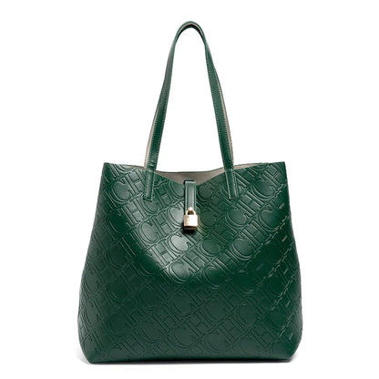 Solid Color Women's Bucket Bag Classic Luxury Letter Printing Simple Commuting Large Capacity Women's Handbag