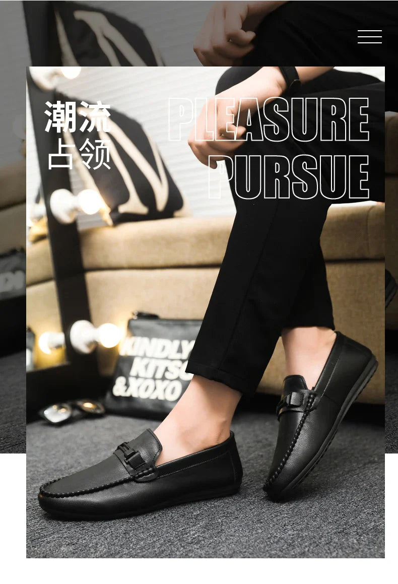 Trend White Loafers Man Big Size 46 Breathable Lightweight Men's Leather Shoes Comfortable Casual Shoes Men Driving Shoes