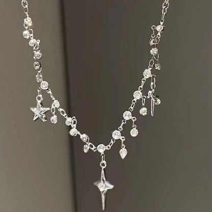Pendent Necklace for Women Punk Simple Zircon Tassel Clavicle Chain Choker Elegent Party Gift Jewelry Girl