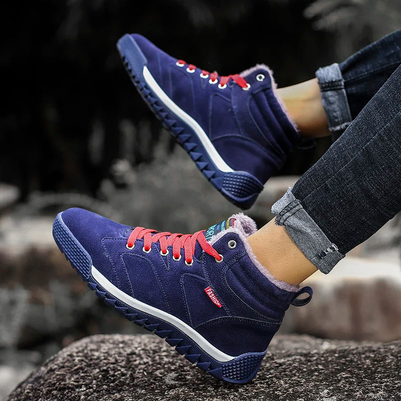 New Winter Sneakers for Men, Velvet Warm High-Top Cotton Shoes, Korean Style Casual Snow Boots, Boots, Men's Shoes, Autum Skateboard Shoes