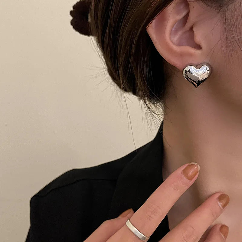 925 Sterling Silver Vintage Gold Round Earrings For Women Trendy Earring Jewelry Prevent Allergy Party Accessories Gift