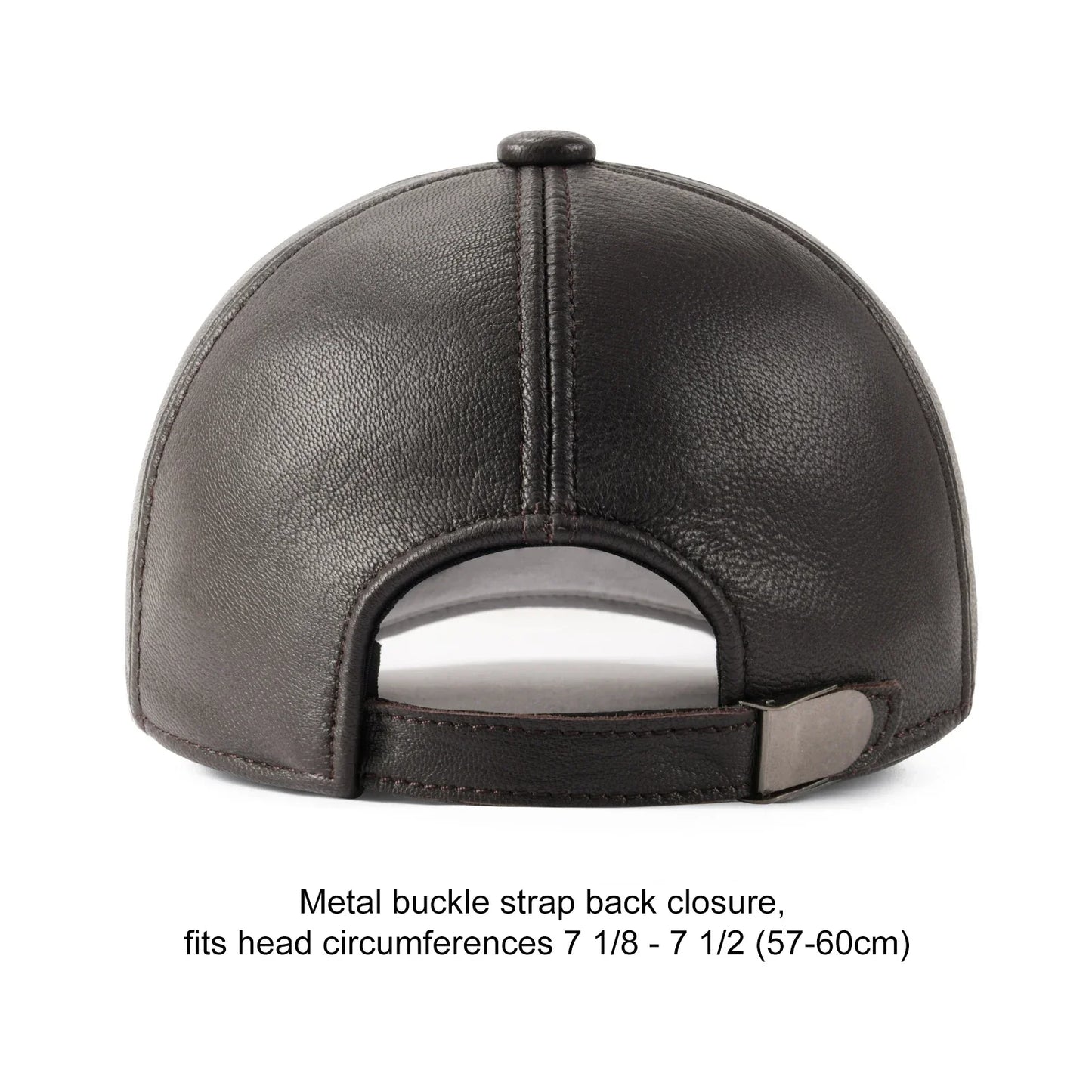 Genuine Leather Unisex Baseball Cap 100% Leather Winter Structured Flat Adjustable Back Strap Hat