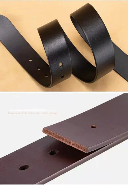 Men's Vintage Casual Belt Black Pin Buckle Student Versatile Leather Wide Belt