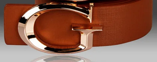 Men's and Women's Casual Fashion Belt  Korean Version Gold Buckle Belt Trendy I-shaped Buckle Belt