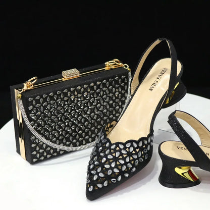 Royal Blue Shoe And Bag With Elegant High Heels Shoes Italian Popular Design African Ladies Shoes Bag Set