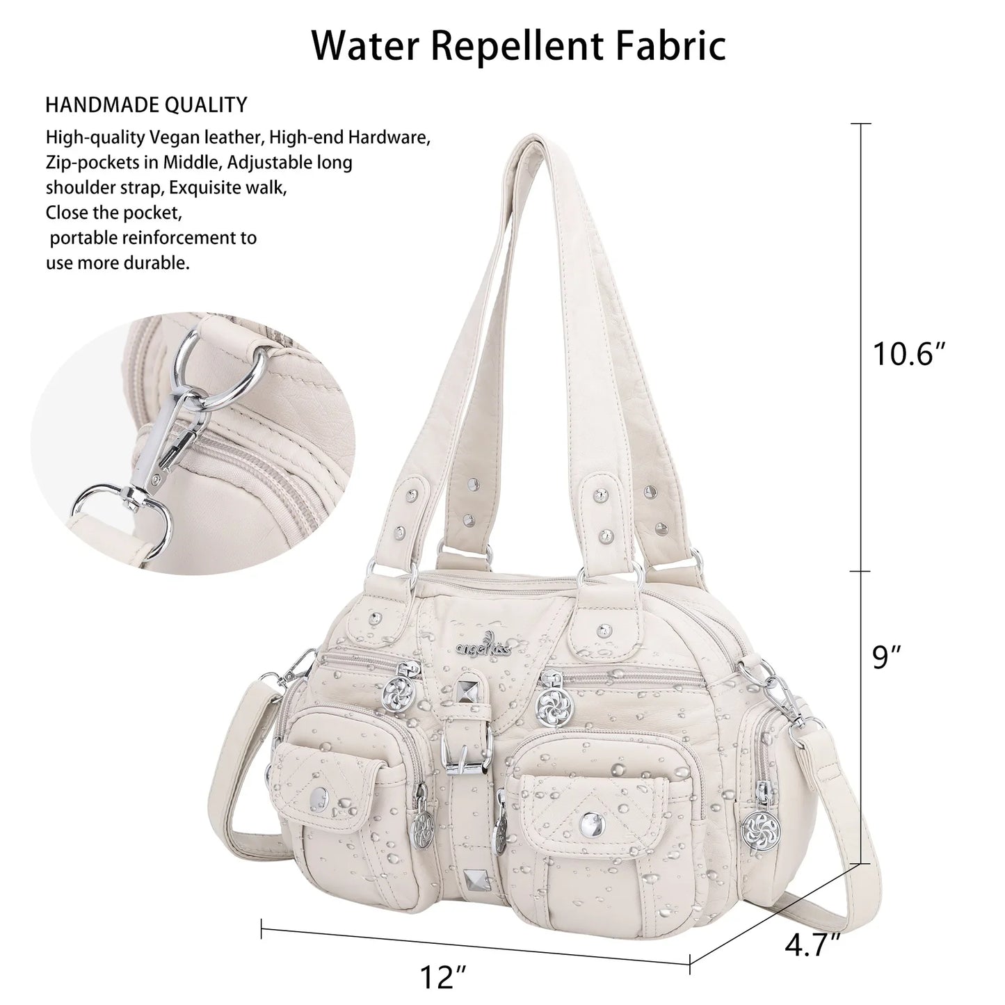 Women Small Handbags Satchel Top-handle Handbag PU Shoulder Bag 8”x11” Dumpling Pack Multi-pockets Shoulder Bag