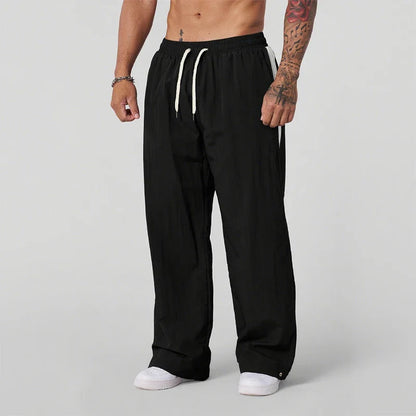 2025 Autumn New Track Pants Men's Loose Casual Pants Wide Leg Trendy Sports Splicing Breathable Pants American Sports Pants
