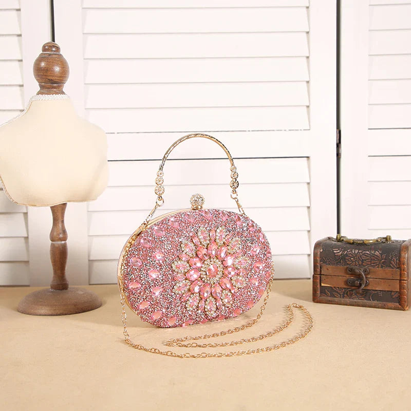 Cross-border explosive sunflower dinner bag Fashion banquet clutch bag Dress evening bag Diamond set bag European and American p