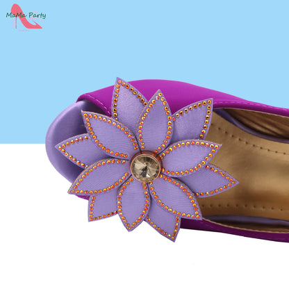 Design Italian Women Shoes and Bag Set in Green Color High Quality Comfortable Heels with Appliques for Wedding