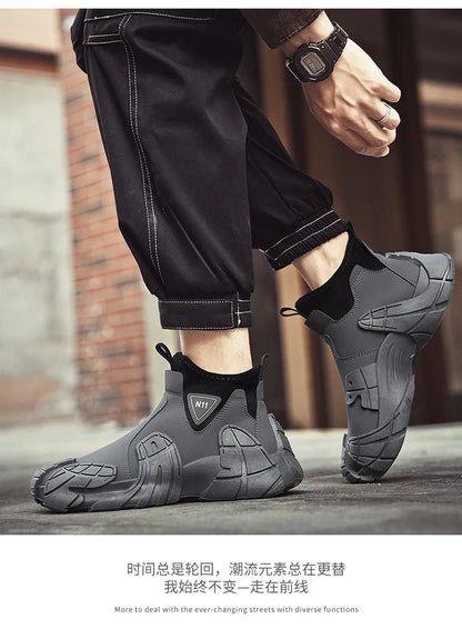 New fashion high top shoes for autumn and winter niche design lightweight casual lazy shoes thick soled ankle boots short boots