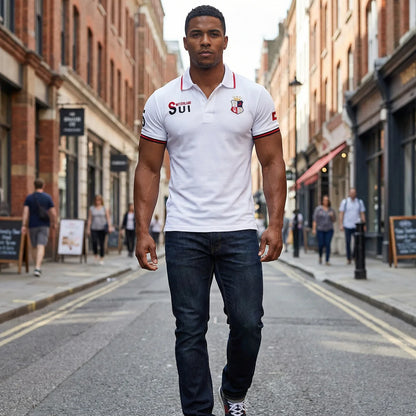 New Swiss polo shirts men short sleeved polo collars fashionable casual sporty high-end pure cotton micro elastic embroidery