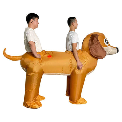 Adult Inflatable Couples Dog Riding Cosplay Costumes Halloween Funny Suit Performance Festival Props