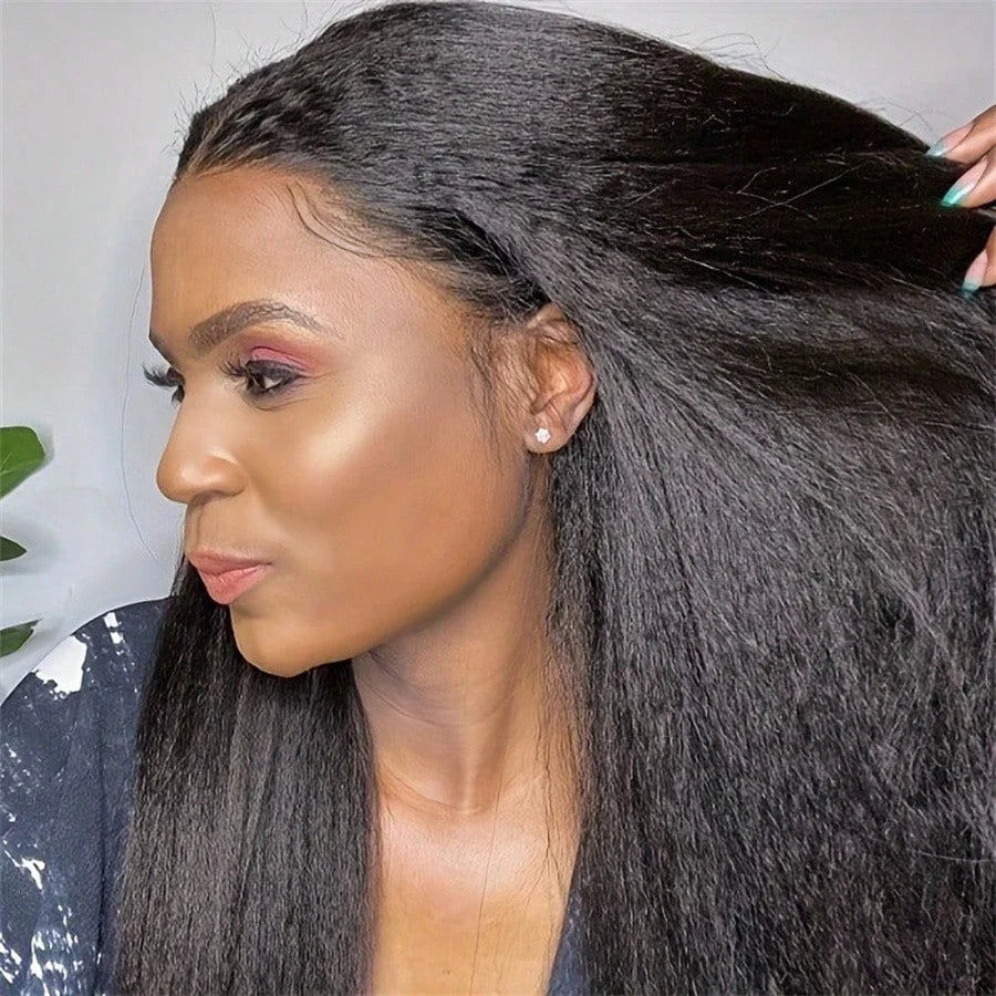 13x4 Straight HD Lace Front Human Hair Wigs kinky Straight 360 Full Lace Frontal Wigs For Women Pre Plucked 250 Density