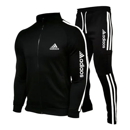2025 New Men's Zipper Tracksuit Set Sweatshirt and Sweatpants Sports Suit Running Fitness Clothing