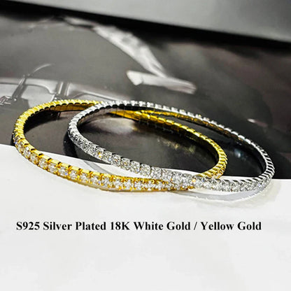 Elastic 2.5mm 3mm Full D Color Moissanite Tennis Bracelet Bangle for Women 925 Silver Pass Diamond Test Hand Link Bracelets
