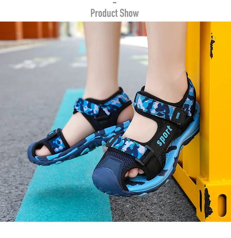 Children's Summer New Sandals Boys Fashion Camouflage Mountaineering Anti slip Sandals Outdoor Leisure Sports Slippers 28-40