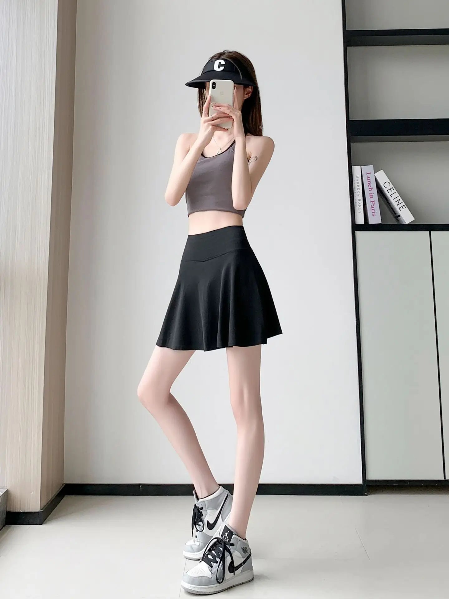 Women Summer Fake Two Pieces Sports Skirt Anti-Chafing Anti-Slip Tennis Badminton Yoga Skirt Pleated White Mini Skirt  Running